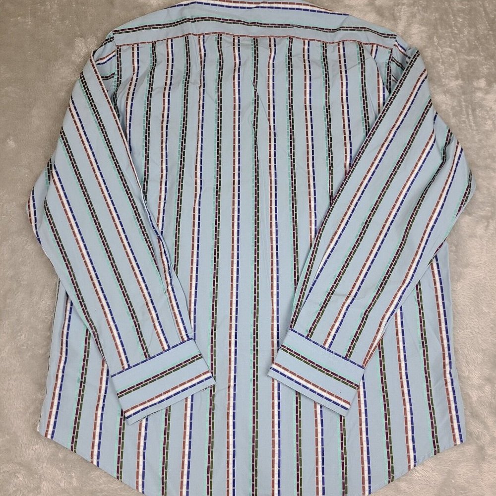 Robert Graham Button Up Shirt Large/XL Blue Stripe Flip Cuff Size Mens - Picture 11 of 11